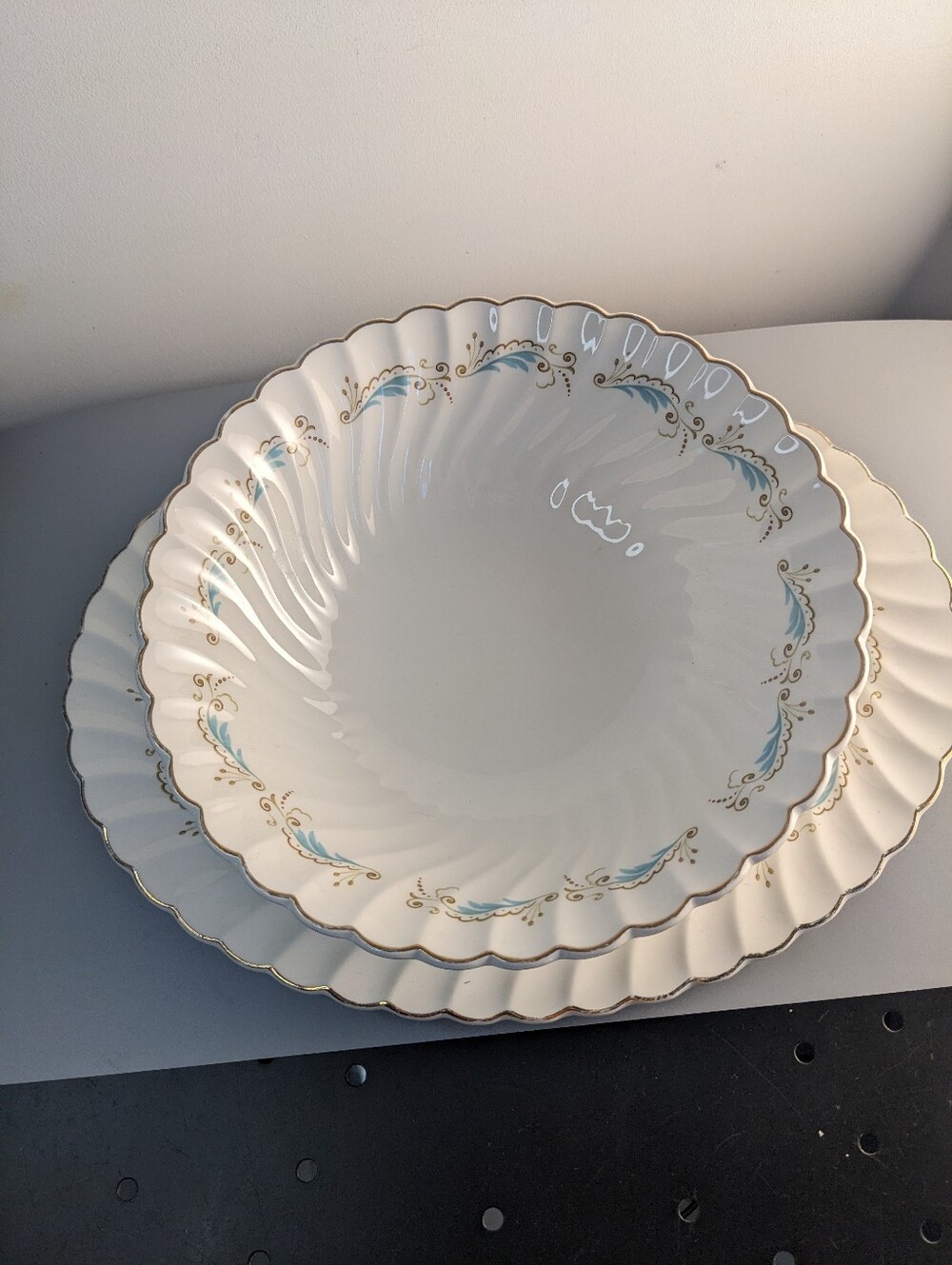 Johnson Brothers Snow White Platter And Covered Dish Lid Vintage Serving Set